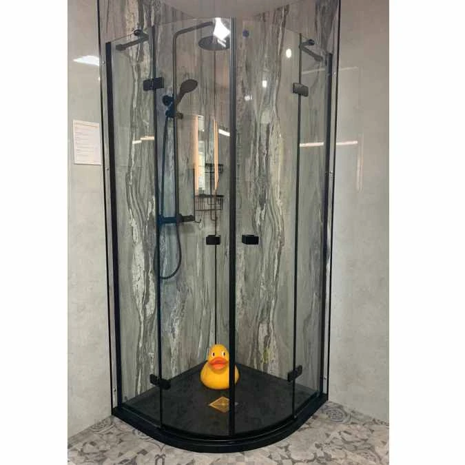 Vodas 8 Stella 800 Frameless Hinge Door Quadrant Shower Enclosure - Black 4 Vodas 8 Stella 800 Frameless Hinge Door Quadrant Shower Enclosure - Black - Image 4