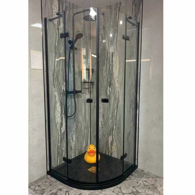 Vodas 8 Stella 900 Frameless Hinge Door Quadrant Shower Enclosure - Black 2 Vodas 8 Stella 900 Frameless Hinge Door Quadrant Shower Enclosure - Black - Image 2