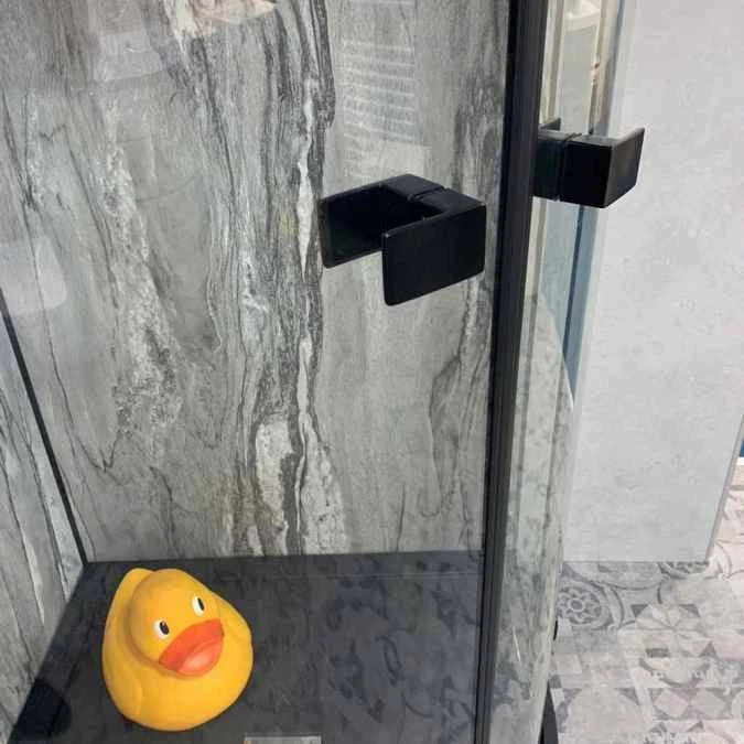 Vodas 8 Stella 900 Frameless Hinge Door Quadrant Shower Enclosure - Black 4 Vodas 8 Stella 900 Frameless Hinge Door Quadrant Shower Enclosure - Black - Image 4