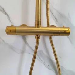 Signature Ripley Brushed Brass Round Thermostatic Dual Head Shower Set -Burling Shower Shop 20211008 111826