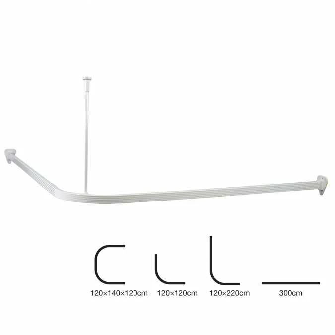 Professional Shower Curtain Tracks - Rigid (white) - Euroshowers 1 Professional Shower Curtain Tracks - Rigid (white) - Euroshowers