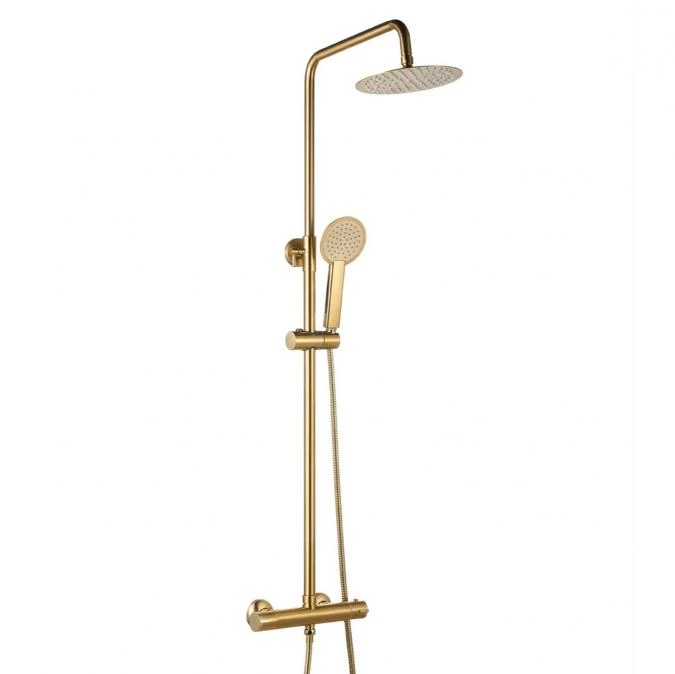 Niagara Equate Round Brushed Brass Thermostatic Dual Head Shower Set 1 Niagara Equate Round Brushed Brass Thermostatic Dual Head Shower Set