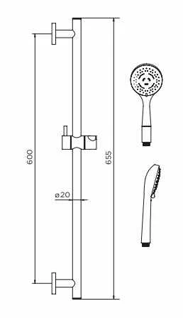 Niagara Equate Deluxe Round Chrome Handset Slide Rail Kit 2 Niagara Equate Deluxe Round Chrome Handset Slide Rail Kit - Image 2