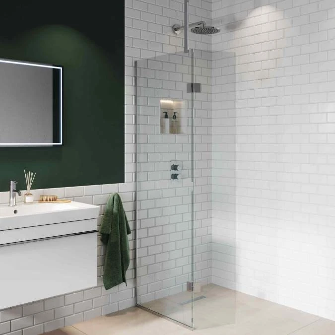 Abacus Walk In Shower Screen 700mm With Chrome Hinged Return 350mm 3 Abacus Walk In Shower Screen 700mm With Chrome Hinged Return 350mm - Image 3