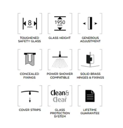 Aquadart Inline 900 X 900mm 2 Sided Hinge Door Shower Enclosure With Side Panel 3 Aquadart Inline 900 X 900mm 2 Sided Hinge Door Shower Enclosure With Side Panel -Burling Shower Shop Aquadart Inline Hinge Door Features 11