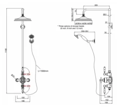 Burlington Avon Traditional Exposed Shower Valve Kit - BAF3S -Burling Shower Shop BAF3S TECH DRAWING 1