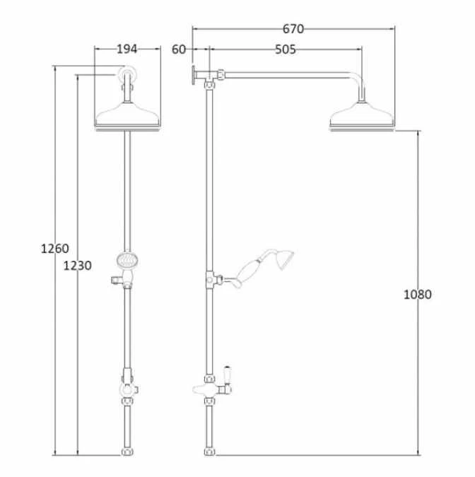 Bayswater Traditional Grand Rigid Riser Shower Kit - Black & Chrome 2 Bayswater Traditional Grand Rigid Riser Shower Kit - Black & Chrome - Image 2