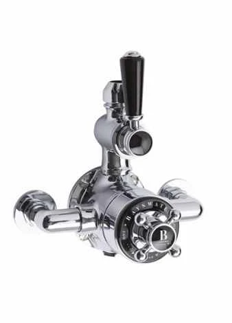 Bayswater Traditional Twin Exposed Shower Valve - Black & Chrome 1 Bayswater Traditional Twin Exposed Shower Valve - Black & Chrome