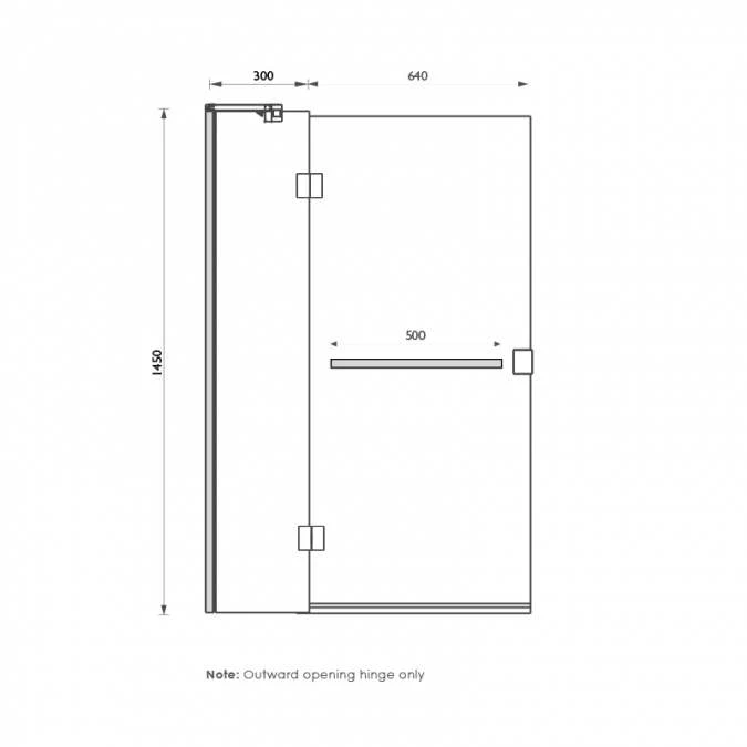 Abacus Hinged Two Part Bath Shower Screen 1450mm 2 Abacus Hinged Two Part Bath Shower Screen 1450mm - Image 2