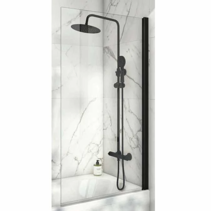 Scudo S6 Square Edge Black Frame Bath Shower 1 Scudo S6 Square Edge Black Frame Bath Shower