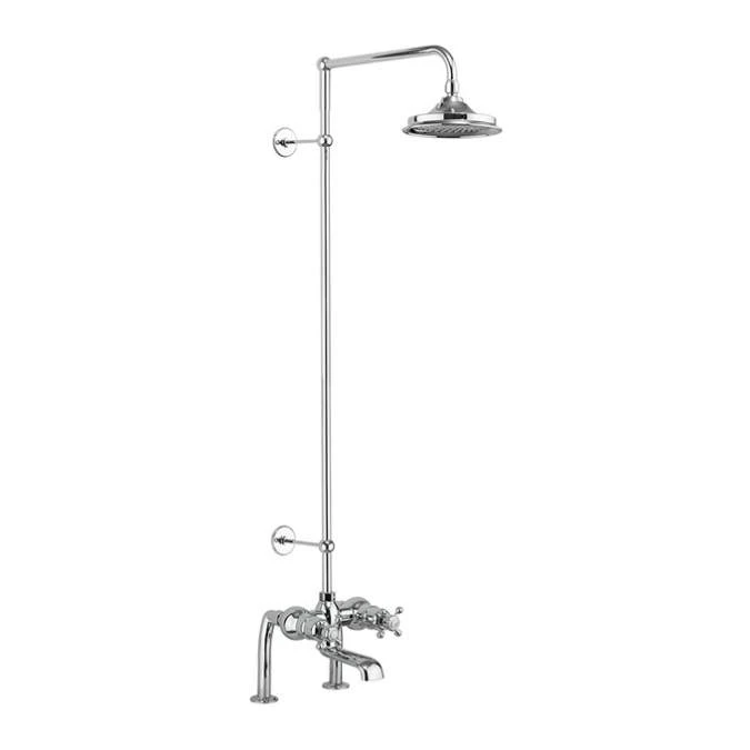 Burlington Tay Deck Mounted Traditional Bath Shower Mixer Tap Rigid Riser - Fixed Head - BT2DS 1 Burlington Tay Deck Mounted Traditional Bath Shower Mixer Tap Rigid Riser - Fixed Head - BT2DS