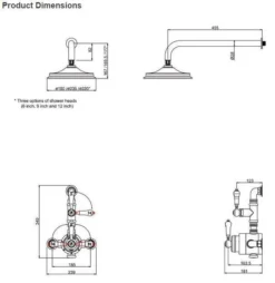 Burlington Stour Traditional Shower - Fixed Head - BF1S 5 Burlington Stour Traditional Shower - Fixed Head - BF1S -Burling Shower Shop Burlington Stour BF1S tech drawing rubberduck 1