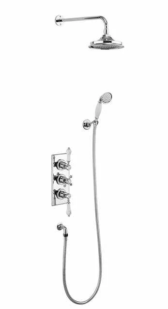 Burlington Trent Concealed Traditional 3 Controlled Shower With Fixed Head & Handset - TF3S 1 Burlington Trent Concealed Traditional 3 Controlled Shower With Fixed Head & Handset - TF3S
