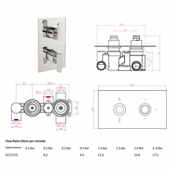 Sagittarius Eclipse Concealed Thermostatic Shower Valve 2 Way Diverter 2 Sagittarius Eclipse Concealed Thermostatic Shower Valve 2 Way Diverter - Image 2
