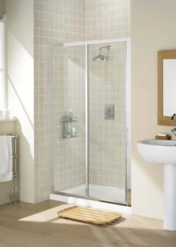 Lakes 1100mm White Sliding Shower Door, Classic Collection 6 Lakes 1100mm White Sliding Shower Door, Classic Collection -Burling Shower Shop Framed Lakes Slider Door 2 1