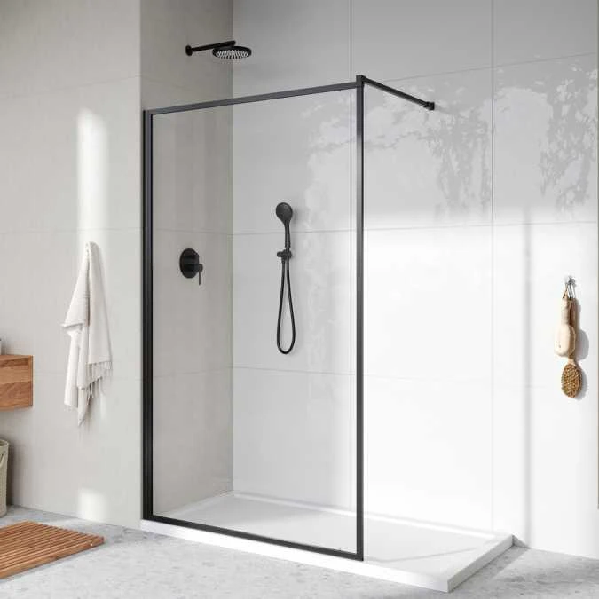 Roman Innov8 900 Matt Black Framed Wet Room Clear Glass Panel 8mm 1 Roman Innov8 900 Matt Black Framed Wet Room Clear Glass Panel 8mm