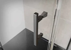 Roman Innov8 Matt Black Hinged Door With In-Line Panel 1000mm For Alcove Fitting -Burling Shower Shop Innov8 Black Handle closeup