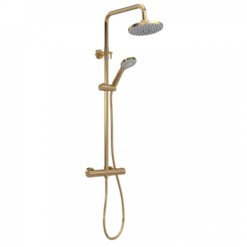 Nuie Round Thermostatic Bar Shower Kit - Brushed Brass