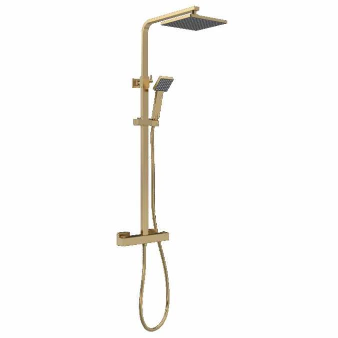Nuie Square Thermostatic Bar Shower Kit - Brushed Brass -JTY886 1 Nuie Square Thermostatic Bar Shower Kit - Brushed Brass -JTY886