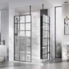 Roman Liberty Matt Black Grid Wetroom Panel - 857mm