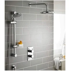 Plan Thermostatic Concealed Shower Valve With Fixed Rain Head & Riser Rail - Kartell UK -Burling Shower Shop Kartell Plan Riser and Overhead Shower Lifestyle