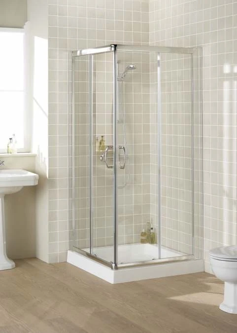 750mm Semi-Frameless White Corner Entry, Lakes Classic Collection 1 750mm Semi-Frameless White Corner Entry, Lakes Classic Collection