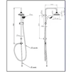 Leven Chrome Retro Fit Overhead Shower Kit 5 Leven Chrome Retro Fit Overhead Shower Kit -Burling Shower Shop Leven Retro Fit Sizes