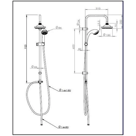 Leven Chrome Retro Fit Overhead Shower Kit 3 Leven Chrome Retro Fit Overhead Shower Kit - Image 3