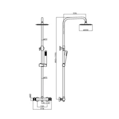 Scudo Core Chrome Twin Head Rigid Riser Shower Kit -Burling Shower Shop NU 019 LINEDRAWING 001 1