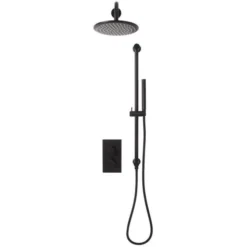 Scudo Core Black Round Handle, Head & Handset Riser Shower Kit