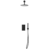 Scudo Core Matt Black Round Handle, Built-in Shower Valve Handset & Wall Mounted Head