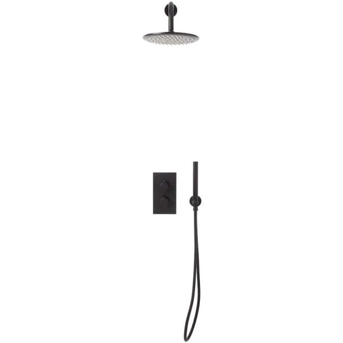Scudo Core Matt Black Round Handle, Built-in Shower Valve Handset & Wall Mounted Head 1 Scudo Core Matt Black Round Handle, Built-in Shower Valve Handset & Wall Mounted Head