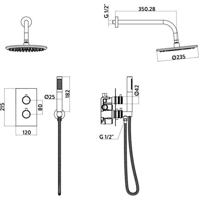 Scudo Core Matt Black Round Handle, Built-in Shower Valve Handset & Wall Mounted Head 2 Scudo Core Matt Black Round Handle, Built-in Shower Valve Handset & Wall Mounted Head - Image 2