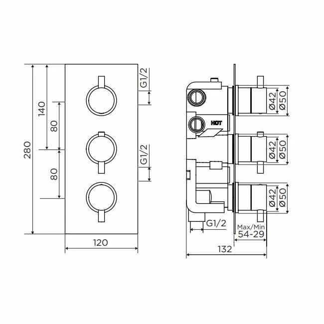 Niagara Equate Round Chrome Triple Concealed Shower Valve 2 Niagara Equate Round Chrome Triple Concealed Shower Valve - Image 2