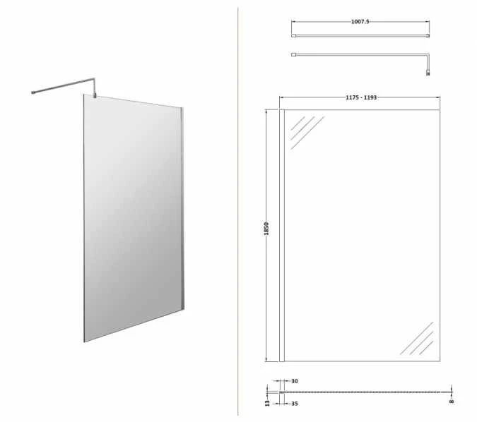 1200mm Walk In Shower Screen - Nuie 3 1200mm Walk In Shower Screen - Nuie - Image 3