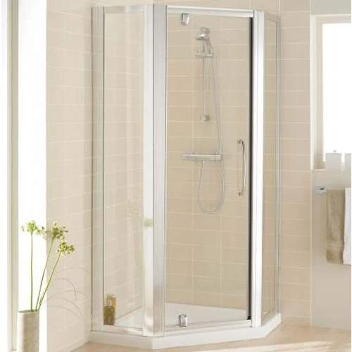 Semi-Framed Pentagon Bi-fold Shower Door With Side Panels - Silver - Lakes - Classic 2 Semi-Framed Pentagon Bi-fold Shower Door With Side Panels - Silver - Lakes - Classic - Image 2