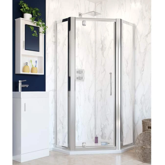Lakes Classic 900 X 900mm Pentagon Semi-Framed Shower Enclosure With Pivot Door 1 Lakes Classic 900 X 900mm Pentagon Semi-Framed Shower Enclosure With Pivot Door