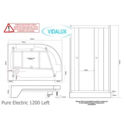 Vidalux Pure E 1200 Shower Cabin 1200 X 800mm With Electric Shower 32 Vidalux Pure E 1200 Shower Cabin 1200 X 800mm With Electric Shower -Burling Shower Shop Pure Electric 12 Left