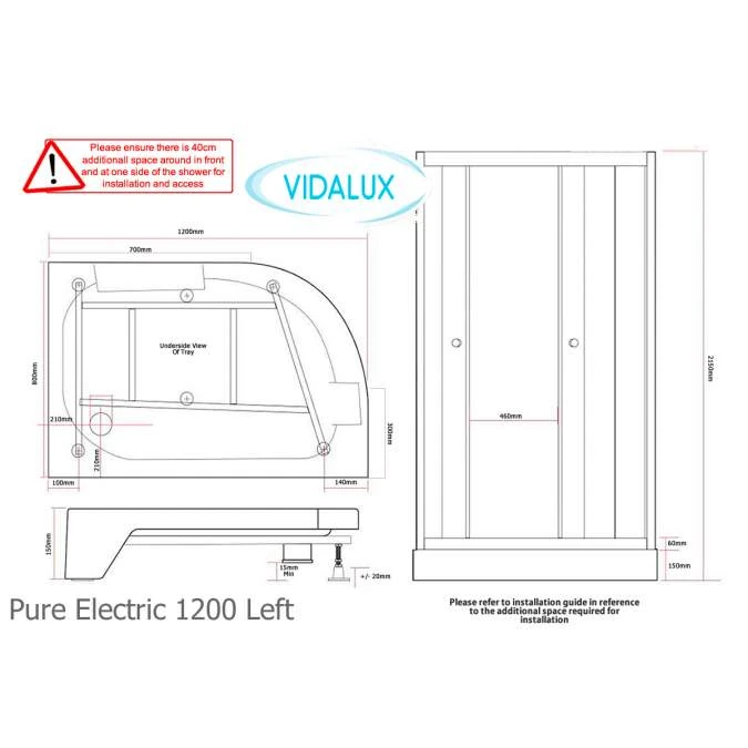 Vidalux Pure E 1200 Shower Cabin 1200 X 800mm With Electric Shower 16 Vidalux Pure E 1200 Shower Cabin 1200 X 800mm With Electric Shower - Image 16