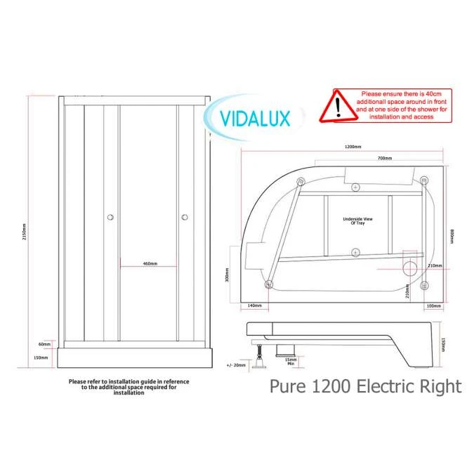 Vidalux Pure E 1200 Shower Cabin 1200 X 800mm With Electric Shower 17 Vidalux Pure E 1200 Shower Cabin 1200 X 800mm With Electric Shower - Image 17