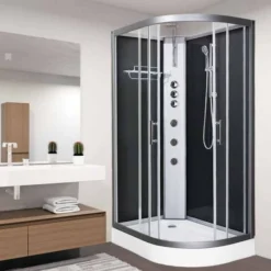 Vidalux Pure 1200 Hydro Massage Shower Cabin - 1200 X 800mm - Left Handed - Black Glass