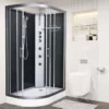 Vidalux Pure 1200 Hydro Massage Shower Cabin - 1200 X 800mm - Right Handed - Black Glass