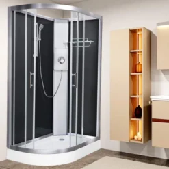 Vidalux Pure E 1200 Shower Cabin 1200 X 800mm With Electric Shower 22 Vidalux Pure E 1200 Shower Cabin 1200 X 800mm With Electric Shower -Burling Shower Shop Pure 1200 E Black Right Metal
