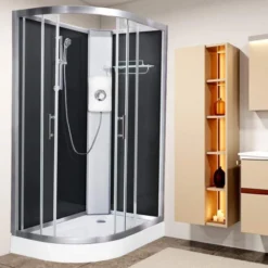Vidalux Pure E 1200 Shower Cabin 1200 X 800mm With Electric Shower 21 Vidalux Pure E 1200 Shower Cabin 1200 X 800mm With Electric Shower -Burling Shower Shop Pure 1200 E Black Right White