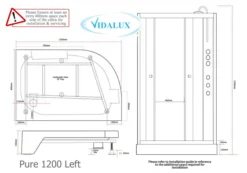 Vidalux Pure 1200 Hydro Massage Shower Cabin - 1200 X 800mm - Left Handed - Black Glass -Burling Shower Shop Pure 1200 Left