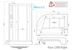 Vidalux Pure 1200 Hydro Massage Shower Cabin - 1200 X 800mm - Right Handed - Black Glass 7 Vidalux Pure 1200 Hydro Massage Shower Cabin - 1200 X 800mm - Right Handed - Black Glass -Burling Shower Shop Pure 1200 right