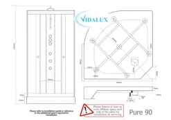 Vidalux Pure 900 Hydro Massage Shower Cabin- 900 X 900mm - Black Glass 7 Vidalux Pure 900 Hydro Massage Shower Cabin- 900 X 900mm - Black Glass -Burling Shower Shop Pure 900