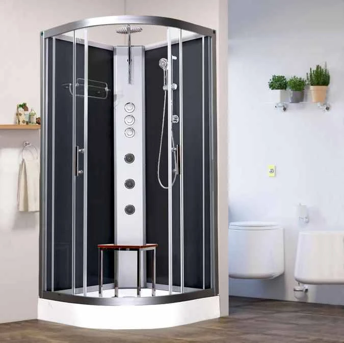 Vidalux Pure 900 Hydro Massage Shower Cabin- 900 X 900mm - Black Glass 1 Vidalux Pure 900 Hydro Massage Shower Cabin- 900 X 900mm - Black Glass