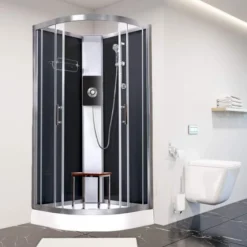 Vidalux Pure E 1000 Shower Cabin 1000 X 1000mm With Triton Electric Shower 32 Vidalux Pure E 1000 Shower Cabin 1000 X 1000mm With Triton Electric Shower -Burling Shower Shop Pure E Black Black