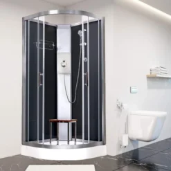 Vidalux Pure E 1000 Shower Cabin 1000 X 1000mm With Triton Electric Shower 31 Vidalux Pure E 1000 Shower Cabin 1000 X 1000mm With Triton Electric Shower -Burling Shower Shop Pure E Black Metal